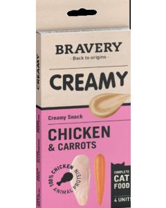 14 x Bravery Creamy przysmak dla kota Chicken & Carrots 4 x 14 g (kurczak z marchewką)