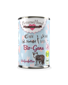 Karma dla szczeniąt HERZENS HUND Bio-Gans Puppy 400 g (70% ekologicznej gęsiny z jabłkiem)