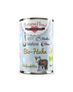 Karma dla szczeniąt HERZENS HUND Bio-Huhn Puppy 400 g (70% ekologicznego kurczaka i marchewki)